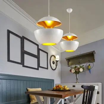 Nordic Dizajn Led Prívesok Svetlá Black / White Aluminum Apple Tvar Led Prívesok, Bar Lampa Visí Lampa pre kuchyňa obývacia izba