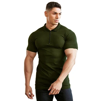 Pevné 2020 slim pánskej módy polo tričko ležérne módne obyčajný krátky rukáv vysokej kvality slim polo tričko pánske fitness