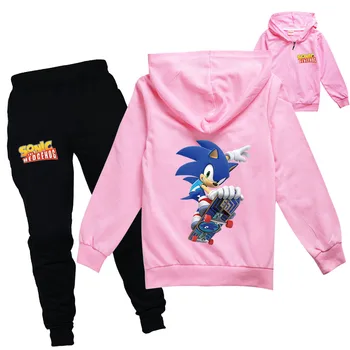 DLF 2-16Years Anime Sonic The Hedgehog Bunda, Nohavice 2ks Nastaviť Deti Tracskuit Dieťa Dievča Oblečenie Batoľa Chlapec Oblečenie Vianočný Darček