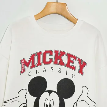 Disney Pulóver Mikina Ženy Vintage Bežné Mickey Mouse Cartoon Harajuku Streetwear Dlhý Rukáv Hoodies Biele Topy Žena
