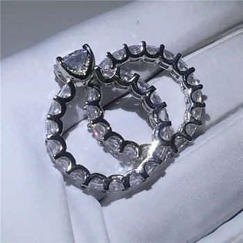 Choucong Princezná Snubné prstene pre ženy AAAAA Zirkón Cz 925 Sterling silver Zapojenie Kapela Krúžok Svadobné sety Vintage Šperky