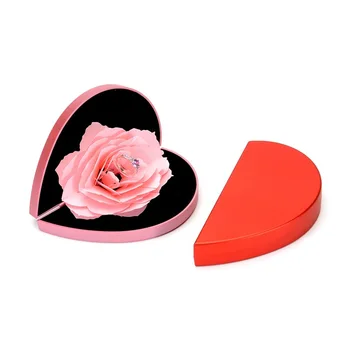 2020 Srdce Tvar Tvorivé Jewel Box snubný Prsteň Prípade, Červené, Ružové a Revolvingové Rose Návrh Krúžok Box Valentína Svadobný Dar