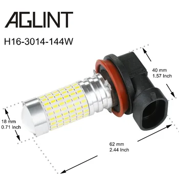 AGLINT 2KS H11 LED Hmlové Svetlo H8 H16 SMD 3014 144LED Denných prevádzkových DRL Svetlo Žiarovky Auto S Projektorom Objektív Biela 6000K 12-24V