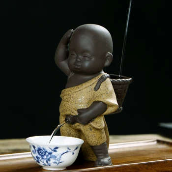 (Môžete Byť Ako Filter) Keramické Yixing Roztomilý Mních Pee Chlapec Figúrka Čaj Pet Kung Fu Čaj Nastaviť Čaj Pet Bonsai Succulents Ornament (Žltá)