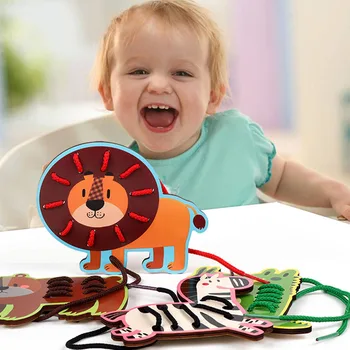 Montessori Hračky Threading Busy Board Drevené Vzdelávacie Hračky Vzdelávacie Hračky pre Deti, Cvičenie Detí na Strane Koordinácie Oko