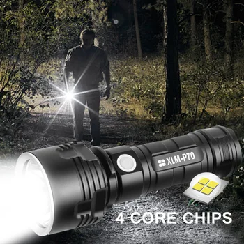Anjoet Výkonné LED Baterka L2 XHP70.2 Taktická Baterka USB Nabíjateľné Linterna Vodotesné Svietidlo s Extrémne Svetlé Svietidla, Camping