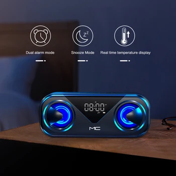 NOVÉ Bezdrôtové Bluetooth Reproduktory Bass Stereo LED Displej Smart Atmosférických Svetlo TF AUX, USB Smart Alarm Atmosféru Svetla
