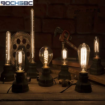 BOCHSBC E27 Edison Žiarovka Tabuľka Svetlá s American Krajiny Retro Vintage Stolná Lampa Kreatívny Priemysel Kovová Základňa Tischleuchte
