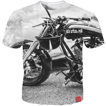 Cloudstyle Motocykel 3D T-shirt Módne Muži/Ženy Oblečenie, topy, Tričká Krátky Rukáv Kolo Krku Cool tričko Plus Veľkosť S-5XL