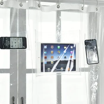 Transparentné EVA Jasné, Sprchový Záves Liner S 12 Oka Vrecká Na mobil Tablet iPad Držiteľ Nepremokavé Plesniam-dôkaz 70