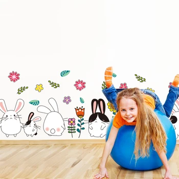 [shijuekongjian] Cartoon Tuku Králiky Samolepky na Stenu DIY Zvierat nástenná maľba Obtlačky pre Dieťa Spálňa Deti Izieb Dom Dekorácie