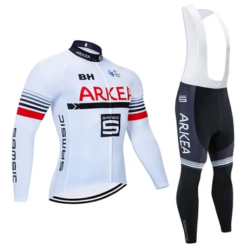 TÍM ARKEA cyklistika dres biely zimné športové cyklistické nohavice Ropa Ciclismo Thermal fleece pro jazda na bicykli, Maillot krátke oblečenie