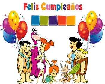 DePhoto Fotografie Pozadie Kreslené postavičky Flintstones Narodeninovej Party Detské Farebné Balóny Foto Backdgrounds pre Štúdio