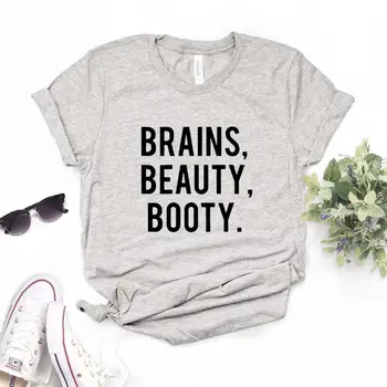 2020 Nových Prírastkov Mozgy Krásy Korisť Tlač Ženy tričko Bavlna Bežné Vtipné tričko Dar Pani Yong Dievča Top Tee M522