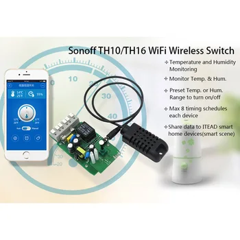 Sonoff TH16 TH10 WiFi Smart Switch AM2301 Teploty Vlhkosti Snímač DS1820 Nepremokavé Teplota Vlhkosť Vysielač