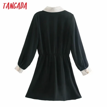 Tangada módne ženy patchwork tričko šaty 2020 nový príchod Dlhý Rukáv Dámske Tuniky Mini Šaty Vestidos 6P38