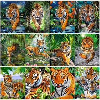 EverShine Diamond Výšivky Tiger Plné Námestie Diamond Maľby Zvierat Obraz Kamienkami Cross Stitch Mozaiky Ručné Umenie