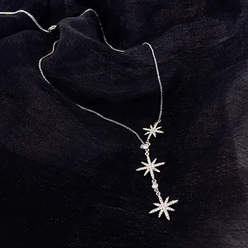 Európske a Americké Módne Cubic Zirconia Biely Náhrdelník Ženy Klasické Star Clavicle Reťazca Nový Sveter Reťazca Strany Šperky