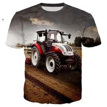 Letné 3D Tlač Nové Auto, Traktor T-shirt Mužov Hip Hop Ropa Hombre Bežné Streetwear pánske T-shirt Topy Deti Topy, Košele