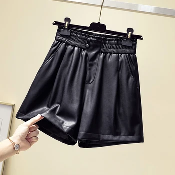Pu Kožené Čierne Veľké Plus Veľkosť Oblečenie Pre Femme Žena Vysoký Pás 2020 dámske Šortky, Šaty, Nohavice A6325