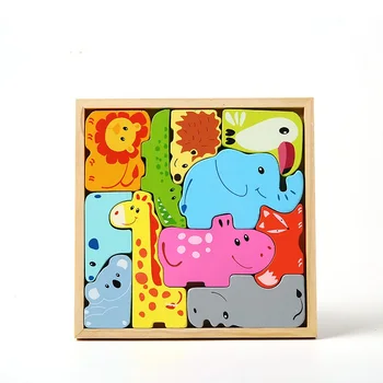 Deti Montessori Materiálmi 3D Puzzle Zvieratá Múdra Rada Montessori Vzdelávacích Drevené Hračky Pre Deti juguetes montessori