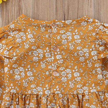 Citgeett Novorodenca Dievčatá Dlhé Rukávy Žltá Jumpsuit Kombinézu Sunsuit Oblečenie Nastaviť Jeseň Kvetinový Oblečenie