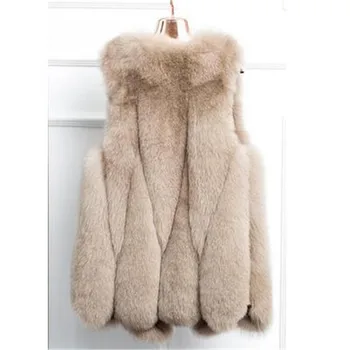 2018 jesenné a zimné nové módne hot fox kožušiny umelú kožušinu vesta bunda dlhej časti veľkej veľkosti trend voľné bežné vesta