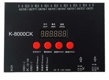 K-8000CK (T-8000'upgraded verziu),LED pixel SD kartu ovládač;off-line;8192 pixelov kontrolované, SPI výstupného signálu;