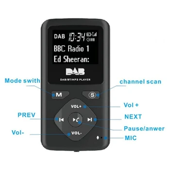 DAB/DAB Digitálne Rádio, Bluetooth 4.0, Osobné Vreckový FM Mini Prenosné Rádio Slúchadlá MP3 Micro-USB pre Domáce