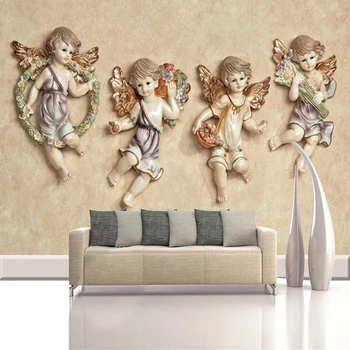 Vlastné 3D Fotografie Tapety Európsky Štýl Úľavu Little Angel Obývacia Izba, Spálňa Pozadí Wall Art nástennú maľbu, Tapety, Home Decor