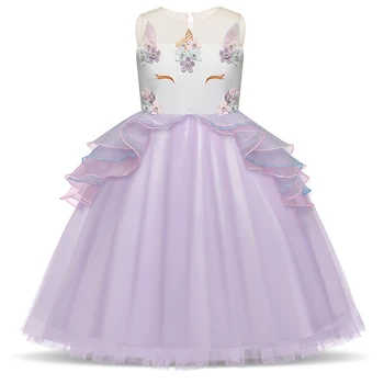 Deti Jednorožec Dievča Princezná Šaty 2020 Svadbu Večerné Šaty Chilren Kostým súťaž: Cosplay Party, Narodeniny Dievčatá Krstu Oblečenie, 3-8Year