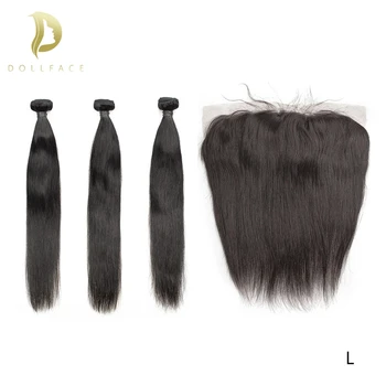 Brazílsky vlasy väzbe 3 zväzky s čelnej rovné dlhé prírodné remy ľudské vlasy rozšírenia farba vlasov kusy Dollface