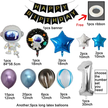 60pcs/set Vonkajší Priestor Strany Astronaut Fóliový Balón Číslo Globos Galaxy Téma Strana Chlapec, Narodeniny, Party Dekorácie Deti Dodávky