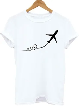 2020 Letu Harajuku T Shirt Lietadlo Grafické Tees Ženy Oblečenie Letné Topy, Tričká Ženy Cestovanie Milenca Tlač Tee Tričko
