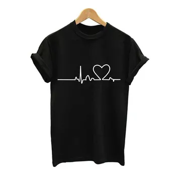 2020 nové príležitostné dámske čierne tričko classic Harajuku Láska tlač T-shirt dámske krátky rukáv biele tričko dámske oblečenie