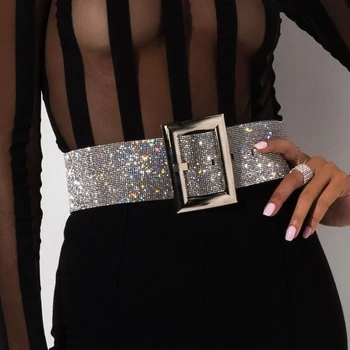 Elegantné Bling Diamante Pás, Nastaviteľné Lesklé Drahokamu Patchwork Opasok High Street Lady Módne Doplnky Cinturones
