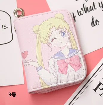 Nový Príchod Sailor Moon krátke Štýl Kabelku Dievčatá Wallet PU Kože S Card Pre Študentov, Ženy Peňaženky, Kožené Spojka Tašky