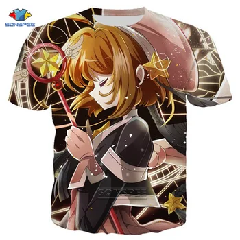 SONSPEE Anime Sakura Card Captor T-Shirt 3D Tlač Roztomilý Kreslený Dievča, T Shirt Ženy Tričko Mužov Letné Krátke Rukáv Top Streetwear