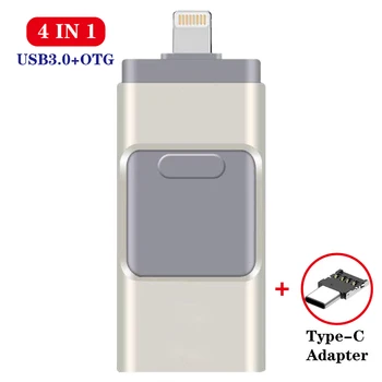 4 v 1 OTG USB Flash Disk 128 GB 64 GB 32 GB USB 3.0 kl ' úč Pre iPhone/IOS/Typ-C/Android/PC/Mac Multi-funkčné Pero Jednotky