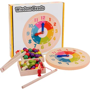 Montessori vzdelávacích drevená hračka Detí Tri-v-jednom hodiny Klip Loptu Rybárske Ruky Mozgu Školenie Hračky Pre Deti, Darčeky