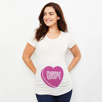 Materskej Valentines Day Roztomilý Oznámenie Dieťa Tehotenstva T Shirt Tehotné Materskej Tričká Topy Oblečenie