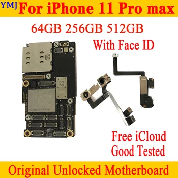 Pôvodné odomknutý icould základná doska pre iphone 11 pro MAX 64/256/512 gb diskom Logic dosky Čisté iCloud s Tvárou ID / bez Tváre ID