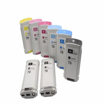 Atramentové Kazety Compitable pre HP70 Používa pre HP Z2100 Z3100 Z3200 Z5200 Tlačiareň 130ML * 8 (PK + LG + MK + C a + LC + M + M + Y)