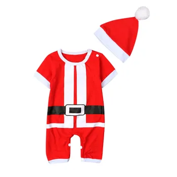 Dieťa Vianočné Oblečenie Novorodenca Dievča, Chlapec Vianočný Kostým Santa Claus Klobúk Romper jumpsuit Oblečenie Vianoce Ropa Navidad