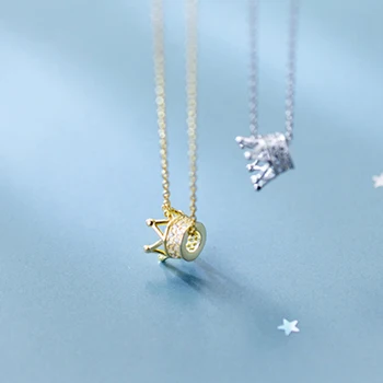 2018 Nové Módne Šperky 925 Sterling Silver Crystal Koruny choker príveskom náhrdelník Ženy/Dievčaťa milenca Valentína darček Bijoux