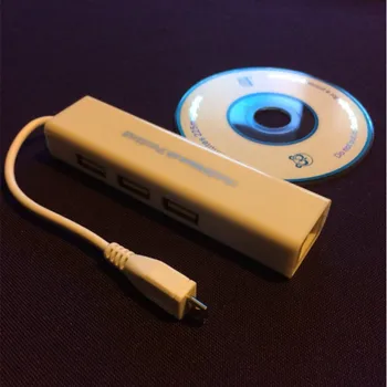 2019 Micro USB Na pripojenie k Sieti LAN Adaptér Ethernet RJ45 S 3 Portmi 10/100Mbps USB 2.0 HUB Adaptér Pre Android Tablety Biela