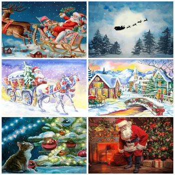 HUACAN Obrázky Podľa Počtu Vianočné HandPainted Súpravy Kreslenie Maliarske Plátno olejomaľba Santa Claus Domova