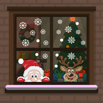 Vianočné Okno Nálepky Vianoce Snowflake Obtlačky Nástennú Maľbu Dekorácie Dovolenku Snowflake Santa Claus, Soby Obtlačky