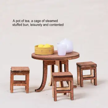 DIY domček pre bábiky 3D Model Puzzle S Nábytkom LED Svetelné Súpravy Miniatúrne Čínsky Teahouse Drevená Budova Dieťa Hračku Festival Darček