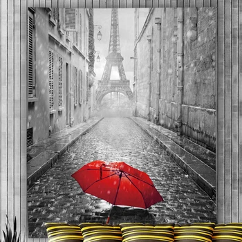 Eiffelova Veža London Bridge nástenné gobelíny stene visí červená žltá telefónnej búdky dáždnik stenu handričkou tapisérie pozadí dekor